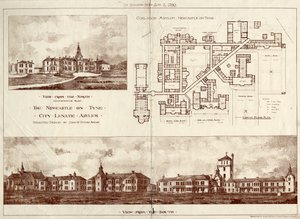 El Asilo de Lunáticos de Newcastle upon Tyne, Coxlodge, c.1829 (fotolitografía) de John William Dyson
