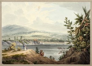 Puente del río Hudson cerca de Waterford, Nueva York, 1832 de John William Hill