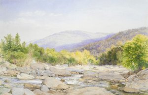 Paisaje: Vista en Catskill Creek de John William Hill