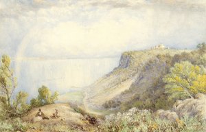 Vista del río Hudson desde los Palisades, Nueva York, con arco iris, 1873