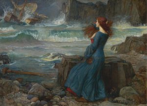 Miranda. La tempestad, 1916 de John William Waterhouse