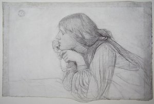 Estudio de una figura femenina con rosario de John William Waterhouse