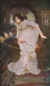 La Dama de Shalott mirando a Lancelot, 1894, c1930 de John William Waterhouse