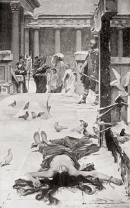 El martirio de Santa Eulalia, según el cuadro de John William Waterhouse, de la Historia de las Naciones de Hutchinson, pub. 1915