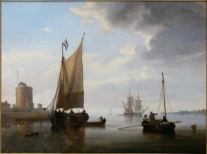Pescadores en mar en calma de John Wilson Carmichael