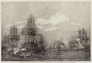 Su Majestad procediendo al buque insignia del Duque de Wellington de John Wilson Carmichael