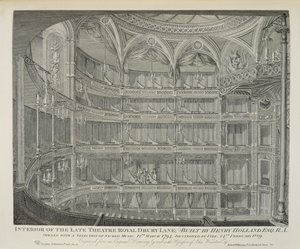 Interior del Antiguo Teatro Real, Drury Lane, en Londres, Construido por Henry Holland, 1794, Destruido por el Fuego en 1809, grabado por Dale, 1820 de John Winston
