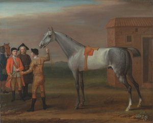 Lamprey, con su propietario Sir William Morgan, en Newmarket de John Wootton