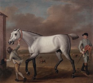 El caballo gris del Duque de Hamilton, "victorioso" en Newmarket de John Wootton
