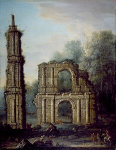 Las ruinas del Castillo de Holdenby, Northamptonshire, c.1735-45 de John Wootton