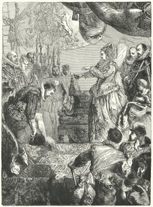 Sir Francis Drake recibiendo su título de caballero de la reina Isabel I, 1581 de John after Gilbert
