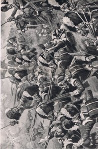 La batalla de Alma, 20 de septiembre de 1854: El avance de los Highlanders del 93º, ilustración de British Battles on Land and Sea, 1915