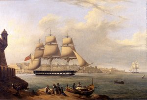 Salida del Gran Puerto por Giovanni Schranz siglo XIX (63 x 43 cm) de John or Giovanni Schranz
