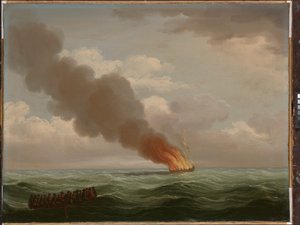 La "Luxborough Galley" quemada casi hasta el agua, 25 de junio de 1727