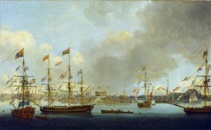 La botadura del HMS "Alexander" en Deptford, Inglaterra, en 1778, un buque de guerra de 74 cañones que luchó durante la Batalla del Nilo (o Batalla de Aboukir, en 1798).