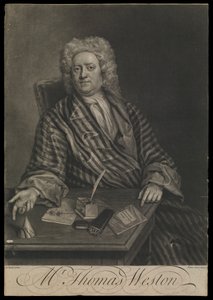 Thomas Weston, c.1725 (grabado, mezzotinta) de John the younger Faber