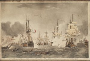 La Batalla del Nilo, c. 1800 de John william Edy