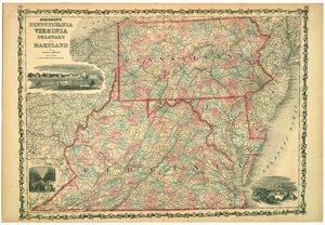 Universidad de Virginia, Pantano Tenebroso y Ciudad de Baltimore. Placas 29-30. Relieve mostrado por hachuras. de Johnson and Browning