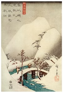 Un arroyo de montaña en la nieve de Jokin