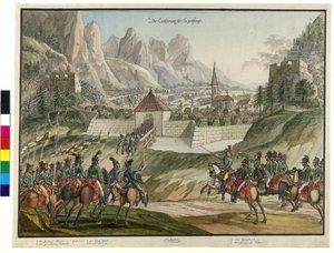 La conquista del Luziensteig por las tropas austriacas 1799 (acuarela)