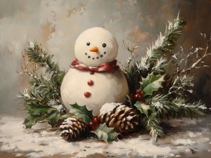Un acogedor muñeco de nieve de invierno de Jolly and Dash