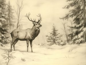 Majestuoso ciervo en invierno de Jolly and Dash