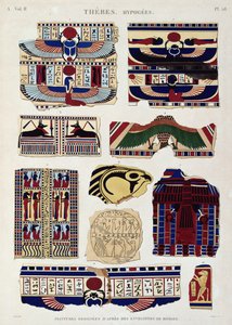 Ilustraciones de diseños pintados de los envoltorios de las momias, Hipogeos, Tebas, lámina 58 del Vol II de 