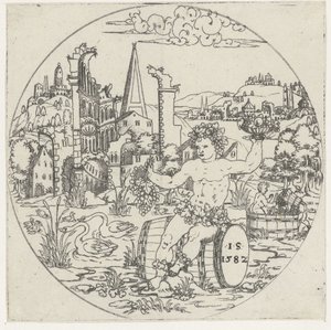 Baco Fondos de tazones: paisajes con representaciones bíblicas y mitológicas (título de la serie) de Jonas Silber