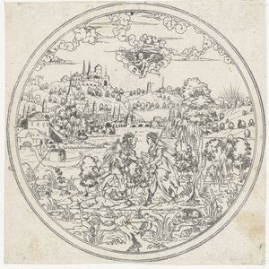 Diana y Endymion Fondos de tazones: paisajes con representaciones bíblicas y mitológicas (título de la serie) de Jonas Silber