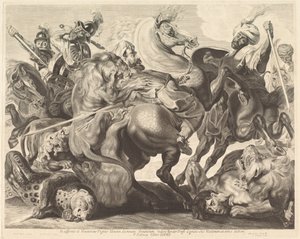 Caza de leones de Jonas Suyderhoff after Sir Peter Paul Rubens