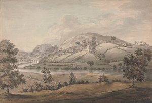 Paisaje montañoso con pueblo y río de Jonathan Fisher