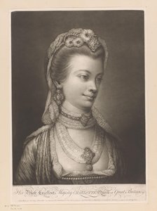 Portret van Charlotte van Mecklenburg Su Excelentísima Majestad Carlota Reina de Gran Bretaña, etc. (título en el objeto)