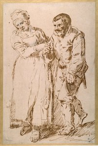 Los pasos de un campesino anciano guiado por su esposa de Joos van (attr. to) Craesbeeck