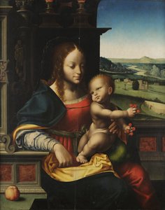 Virgen con el Niño y fruta de Joos van Cleve