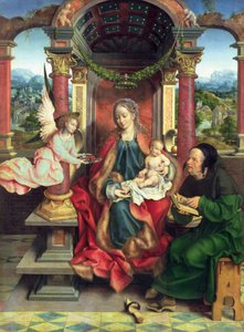 La Sagrada Familia, panel central de un tríptico, c.1530 de Joos van Cleve