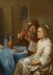 Una pareja bebiendo vino de Joos van Craesbeeck
