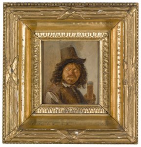 Retrato de un hombre agarrando una copa de Joos van Craesbeeck