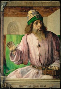 Aristóteles, filósofo griego De una serie de 28 retratos, pintados hacia 1475 para el studiolo de Federigo da Montefeltre ...