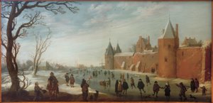 Patinadores en el foso de la ciudad de Joost Cornelisz. Droochsloot