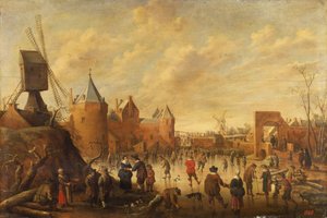 Invierno en una Ciudad Holandesa de Joost Cornelisz. Droochsloot