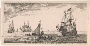 barcos en el mar Postal (título de la serie) de Joost van Geel