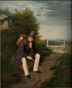 Un artista descansando durante la caminata