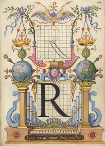 Guía para construir la letra R de Joris Hoefnagel