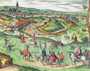 Plano de la ciudad de Sevilla, de Civitates Orbis Terrarum por Georg Braun y Frans Hogenberg (detalle)