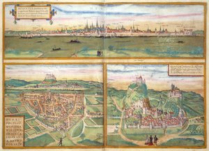 Metz, Wurtzburg y Sittensen, de Civitates Orbis Terrarum por Georg Braun (1541-1622) y Frans Hogenburg (1535-90), c.1572 de Joris after Hoefnagel
