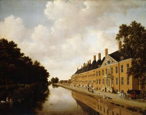 Vista del Princessgracht, La Haya, mirando hacia el Bezuidenhoutsebrug y el Oost Singlesgracht, c.1660 de Joris van der Hagen