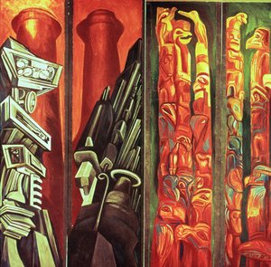 Panel decorativo III, de La Epopeya de la Civilización Americana de José Clemente Orozco