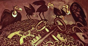 Panel decorativo II, de La Epopeya de la Civilización Americana de José Clemente Orozco
