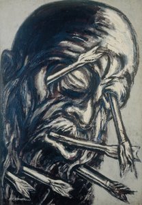 Cabeza atravesada con flechas, de la serie Los teules de José Clemente Orozco