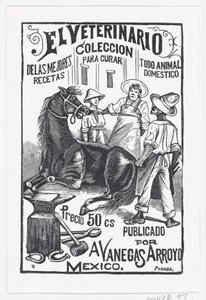 Un grupo de personas rodeando un caballo, ilustración para 